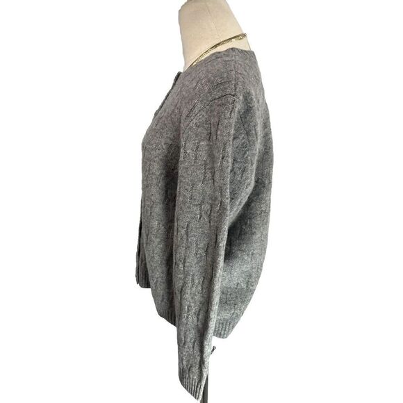 The Tog Shop Cardigan Sweater Wool Gray Cable Knit Button - Picture 2 of 13